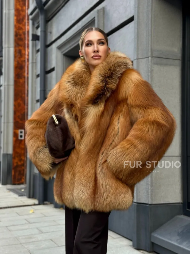 Шуба из лисы - рыжая