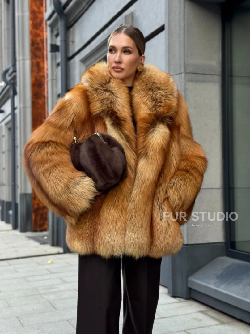Шуба из лисы - рыжая