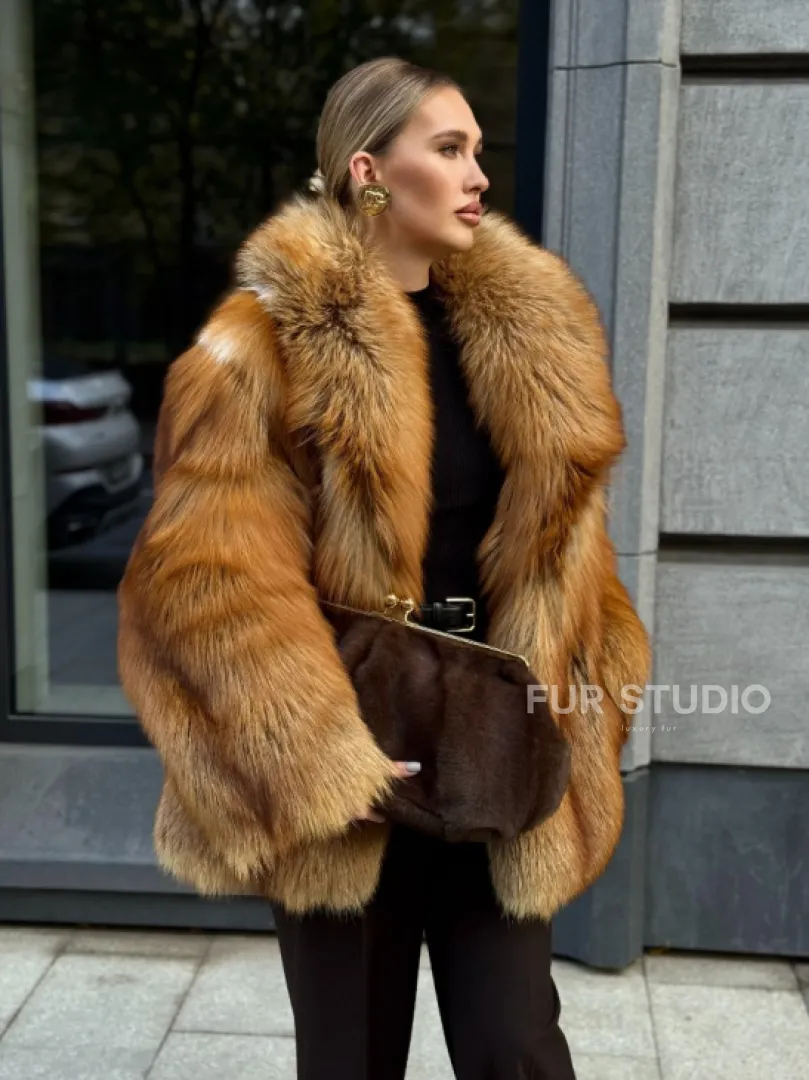 Шуба из лисы - рыжая