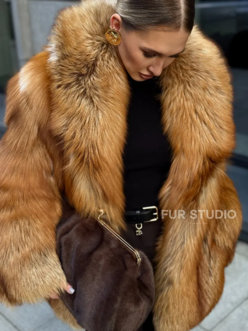 Шуба из лисы - рыжая - фото 0