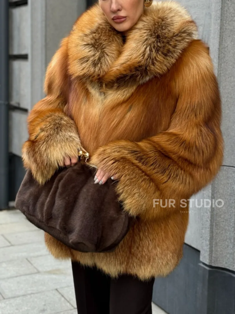 Шуба из лисы - рыжая - фото 4