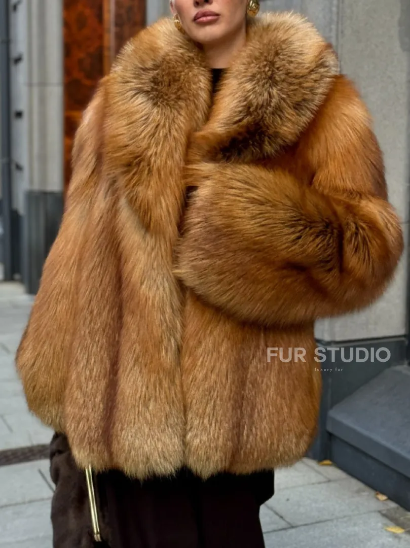 Шуба из лисы - рыжая