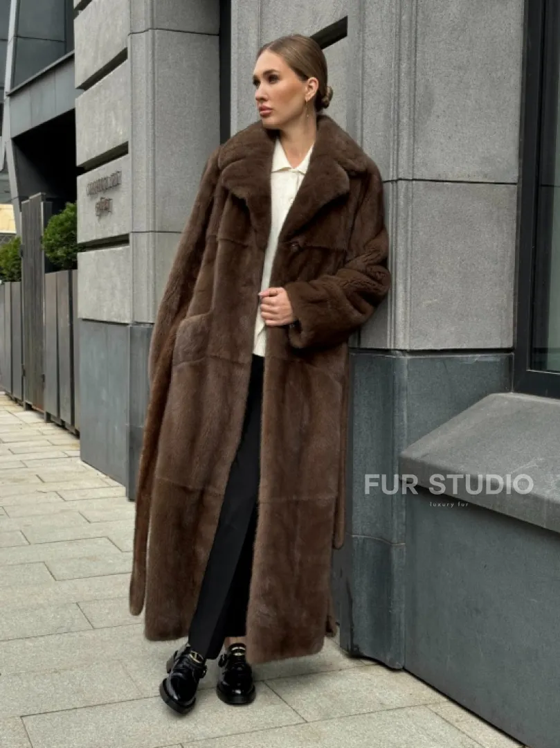 Норковая шуба - цвет соболь - фото 12