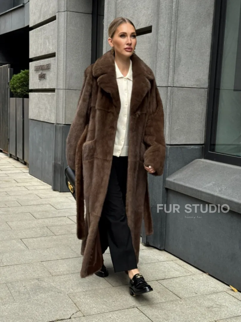 Норковая шуба - цвет соболь - фото 15