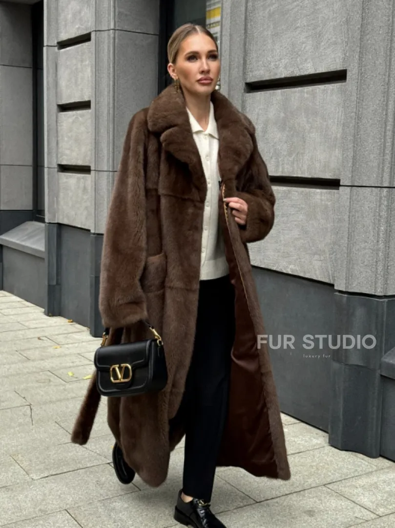 Норковая шуба - цвет соболь - фото 9