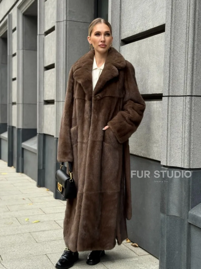 Норковая шуба - цвет соболь - фото 13