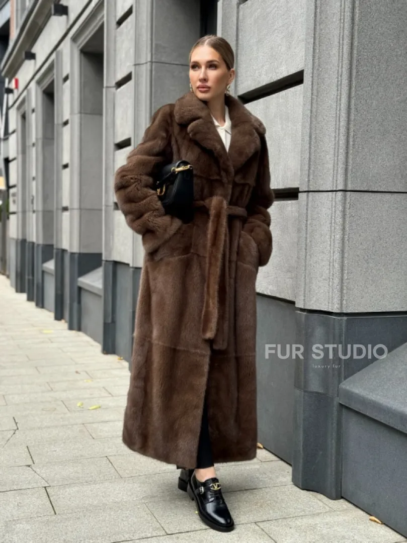 Норковая шуба - цвет соболь - фото 14