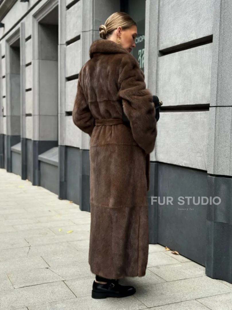 Норковая шуба - цвет соболь - фото 8