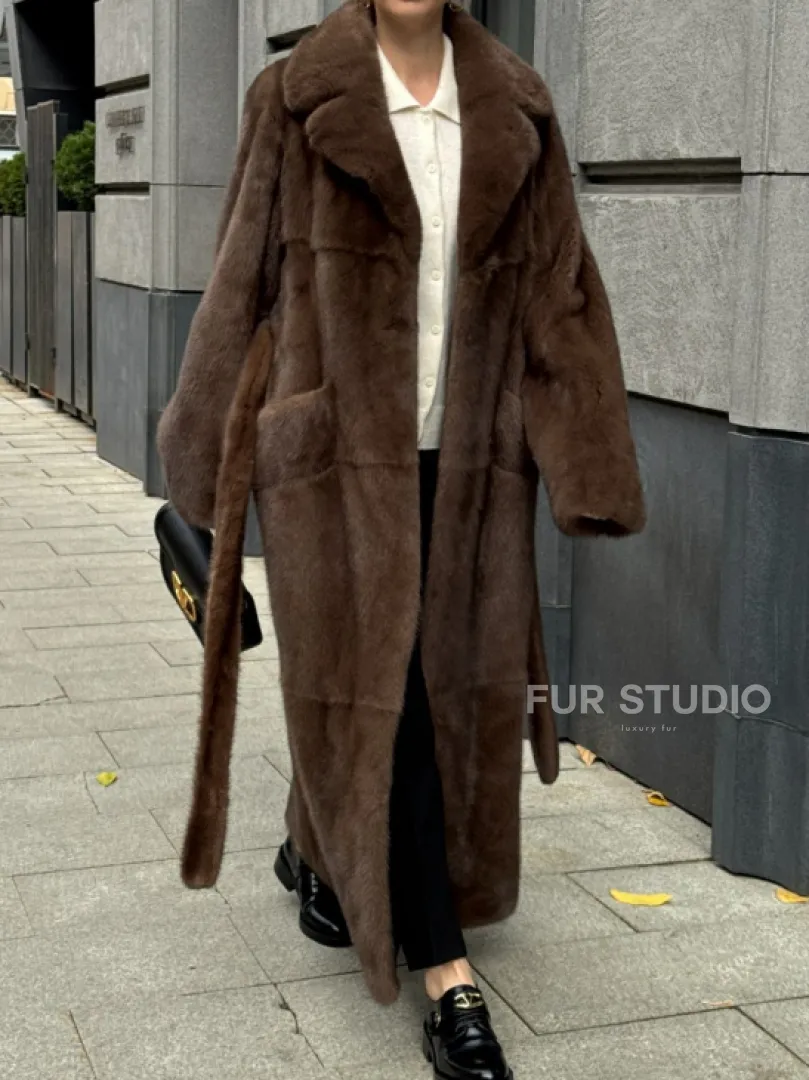 Норковая шуба - цвет соболь - фото 4