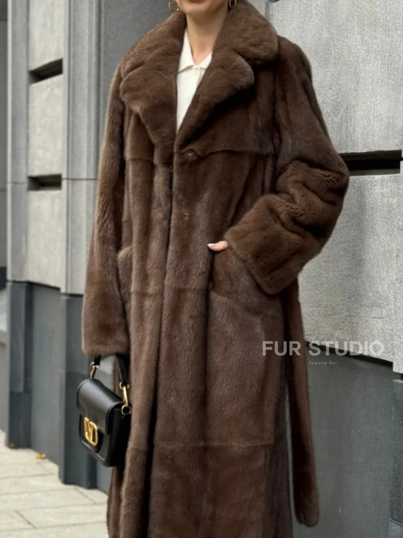 Норковая шуба - цвет соболь - фото 1