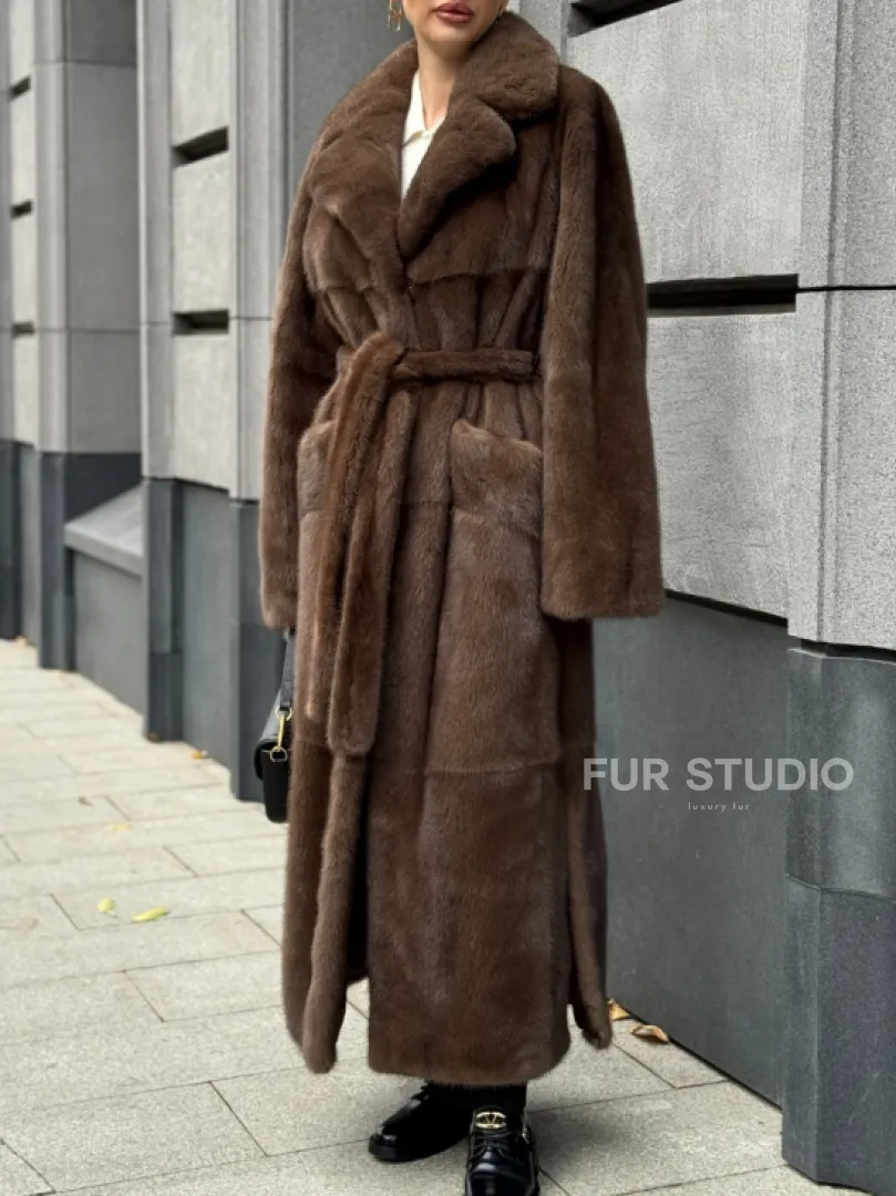 Норковая шуба - цвет соболь - фото 5