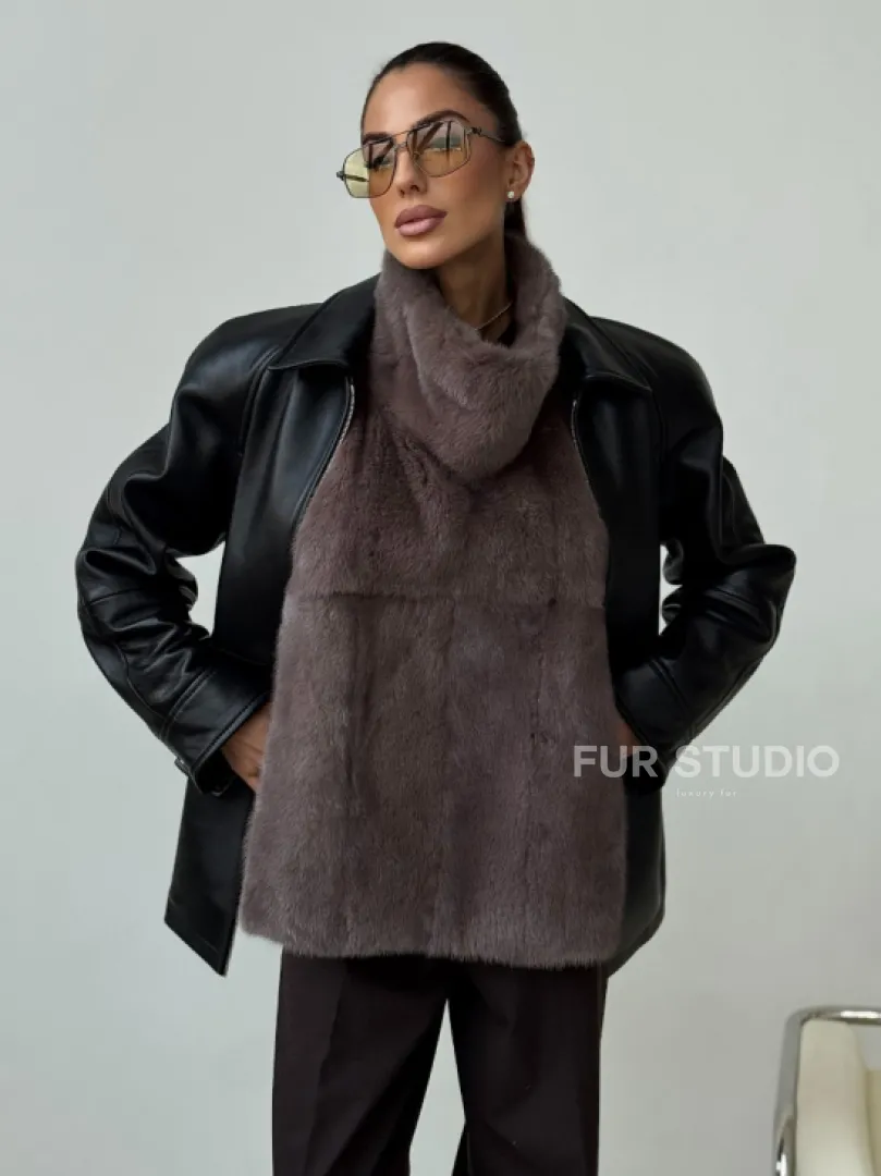 Норковая женская манишка - фото 6