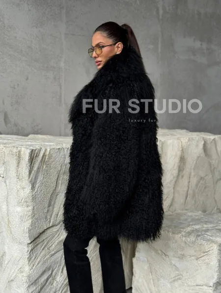 Черная шуба из ламы - фото 5