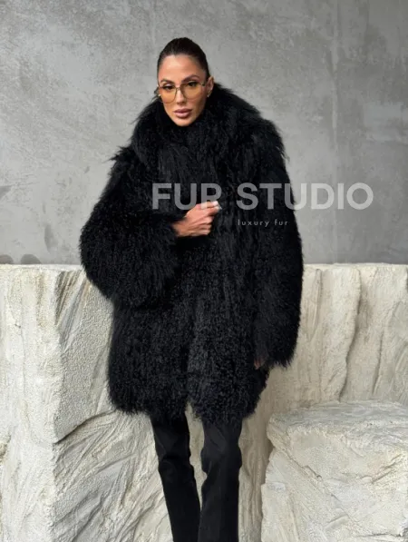 Черная шуба из ламы - фото 4
