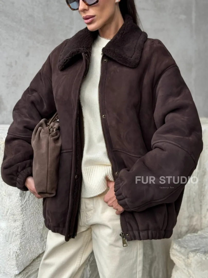 Дубленка бомбер женская - фото 3