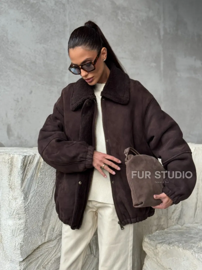 Дубленка бомбер женская - фото 11