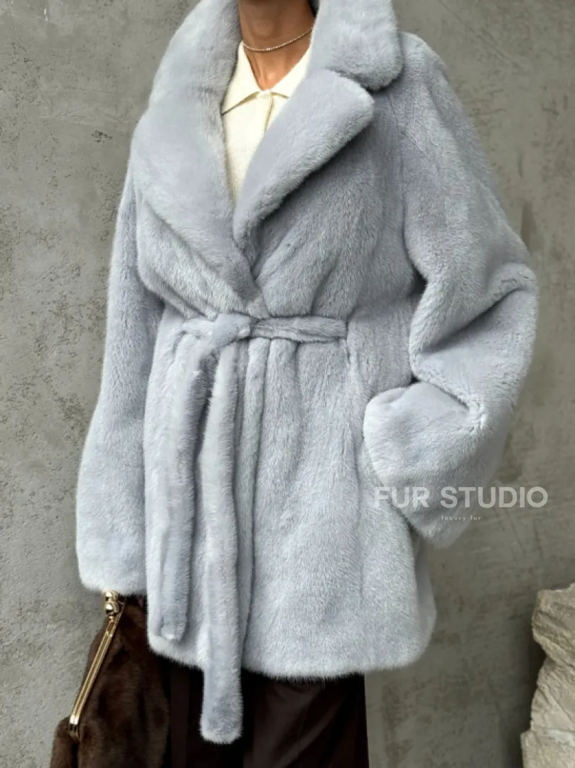 Полушубок из голубой норки - фото 2