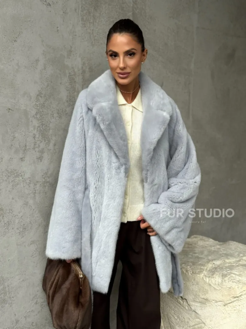 Полушубок из голубой норки - фото 10