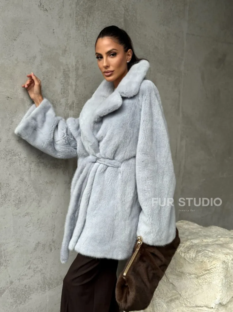 Полушубок из голубой норки - фото 13