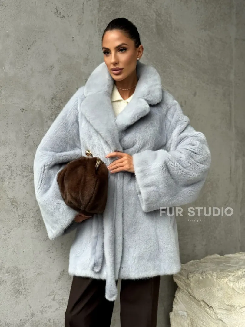 Полушубок из голубой норки - фото 9