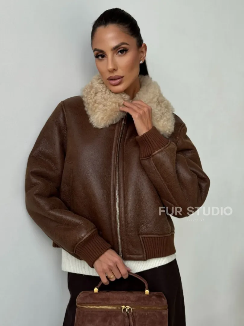 Короткая дубленка - женская - фото 0