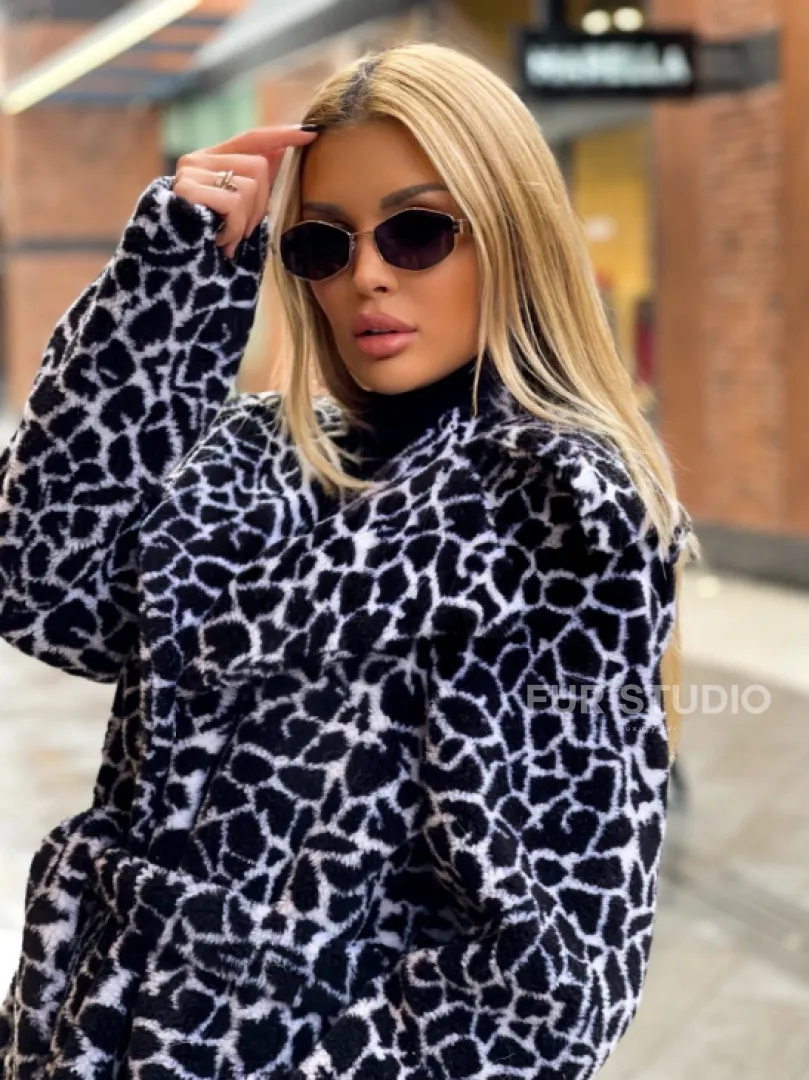 Двубортное пальто из экомеха - фото 0