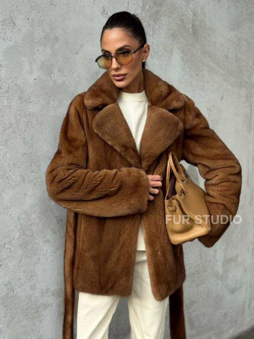 Шуба золотая - норковая - фото 8