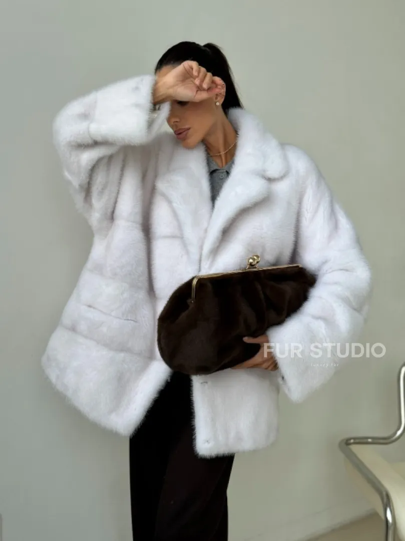 Белый норковый полушубок - фото 11