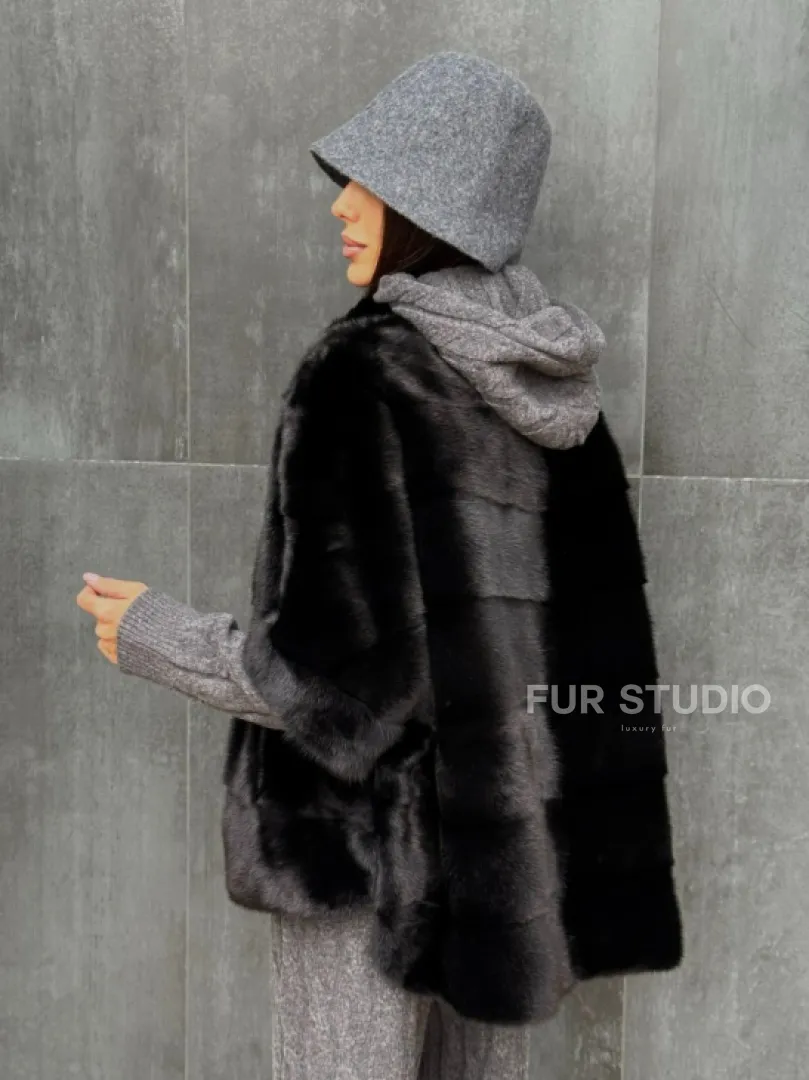 Черная норковая кофта - фото 8