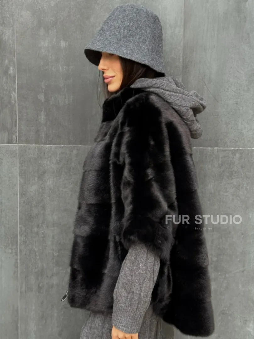 Черная норковая кофта