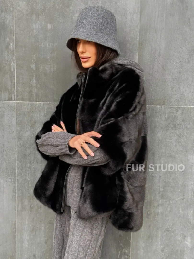 Черная норковая кофта - фото 5