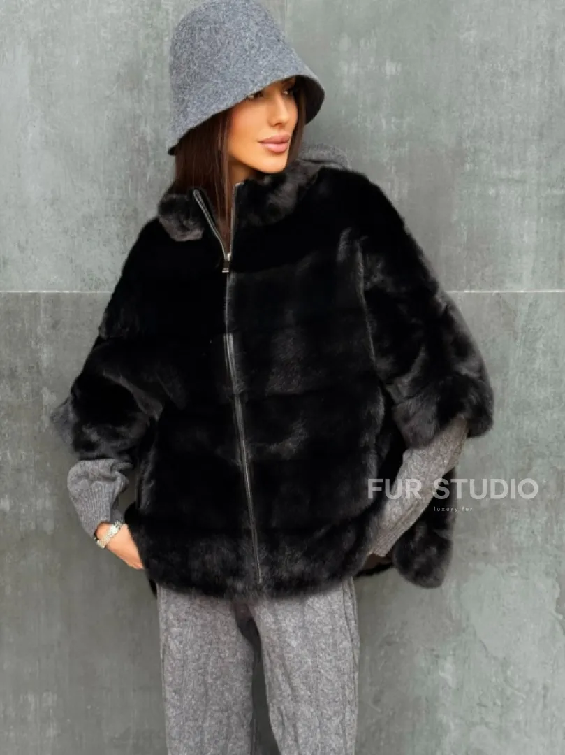 Черная норковая кофта