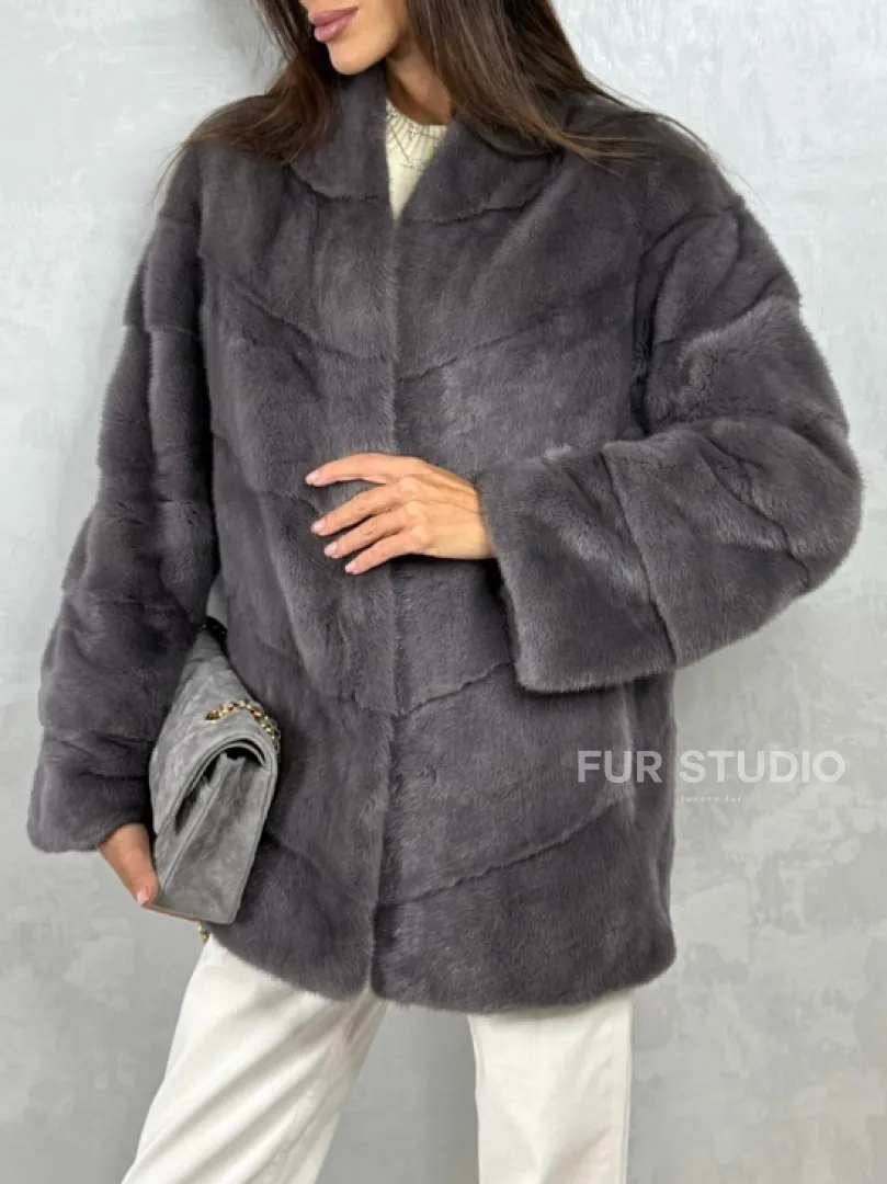 Норковый полушубок - графит