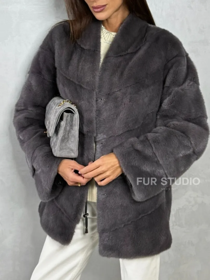 Норковый полушубок - графит