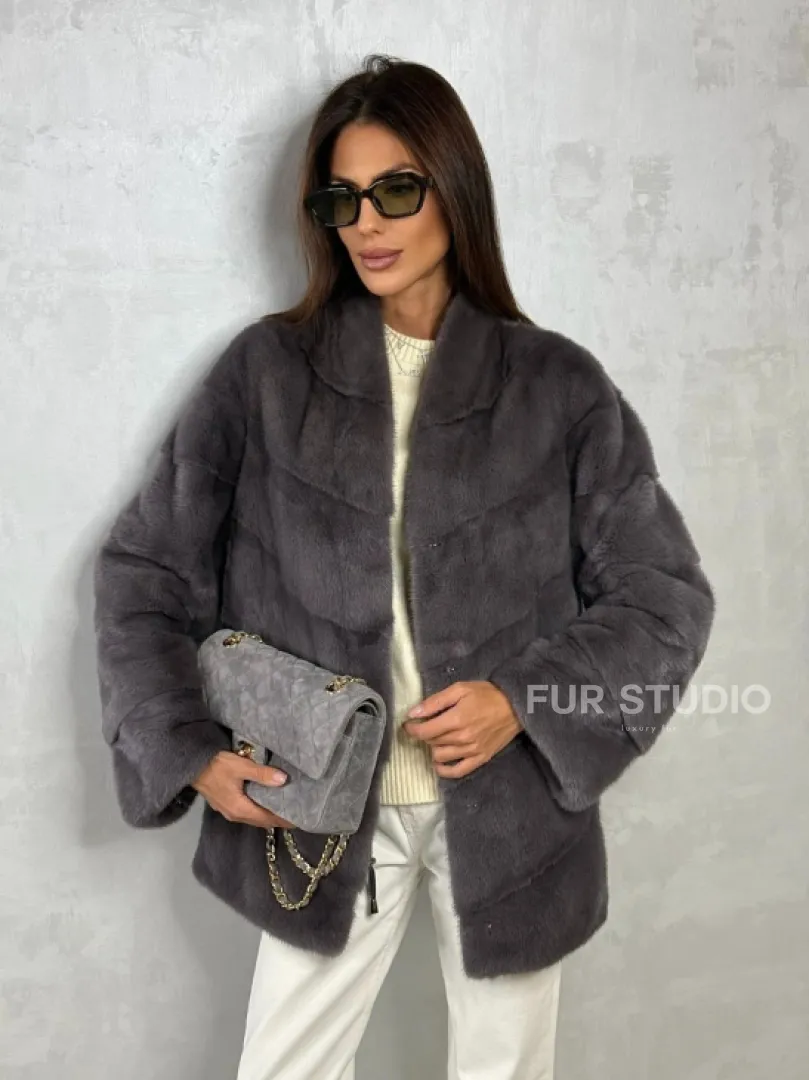 Норковый полушубок - графит