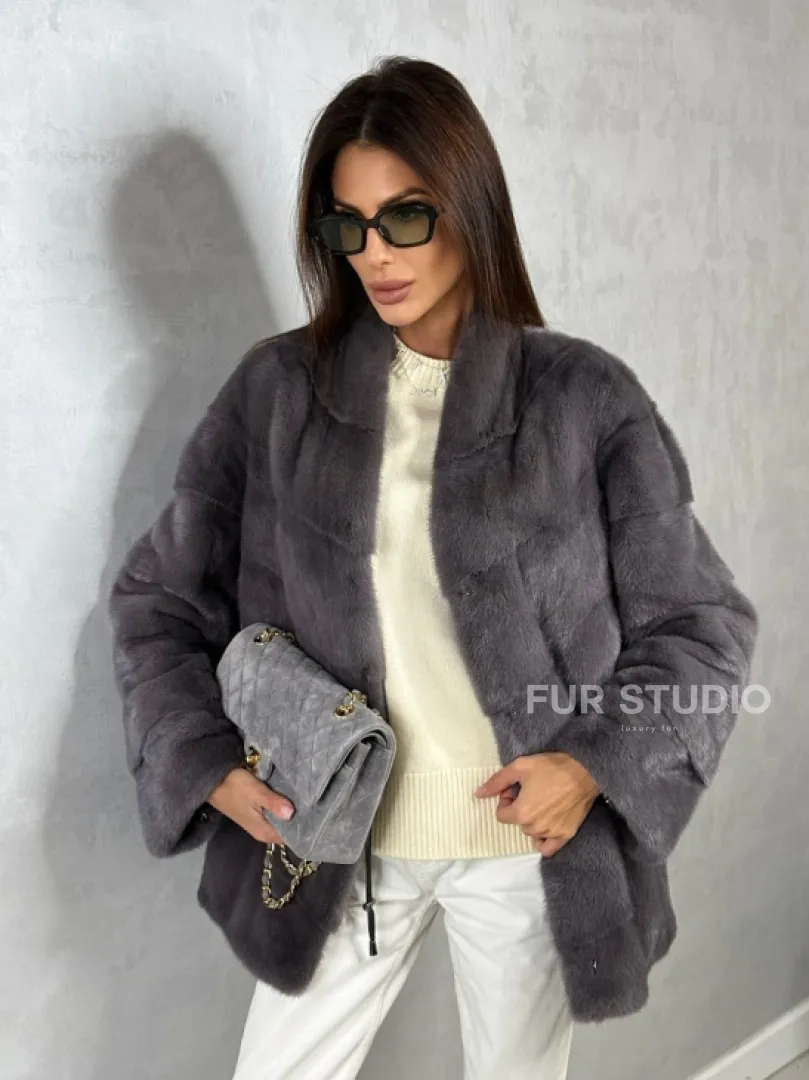 Норковый полушубок - графит