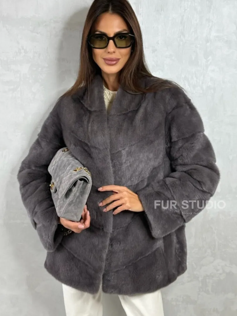Норковый полушубок - графит