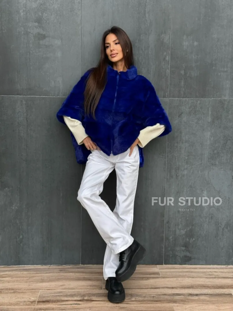 Синяя норковая кофта на молнии - фото 8