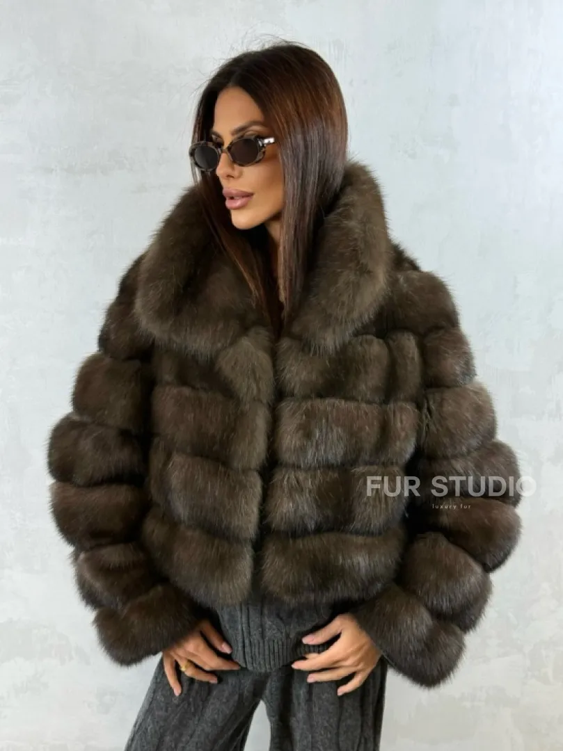 Короткая шуба из баргузинского соболя