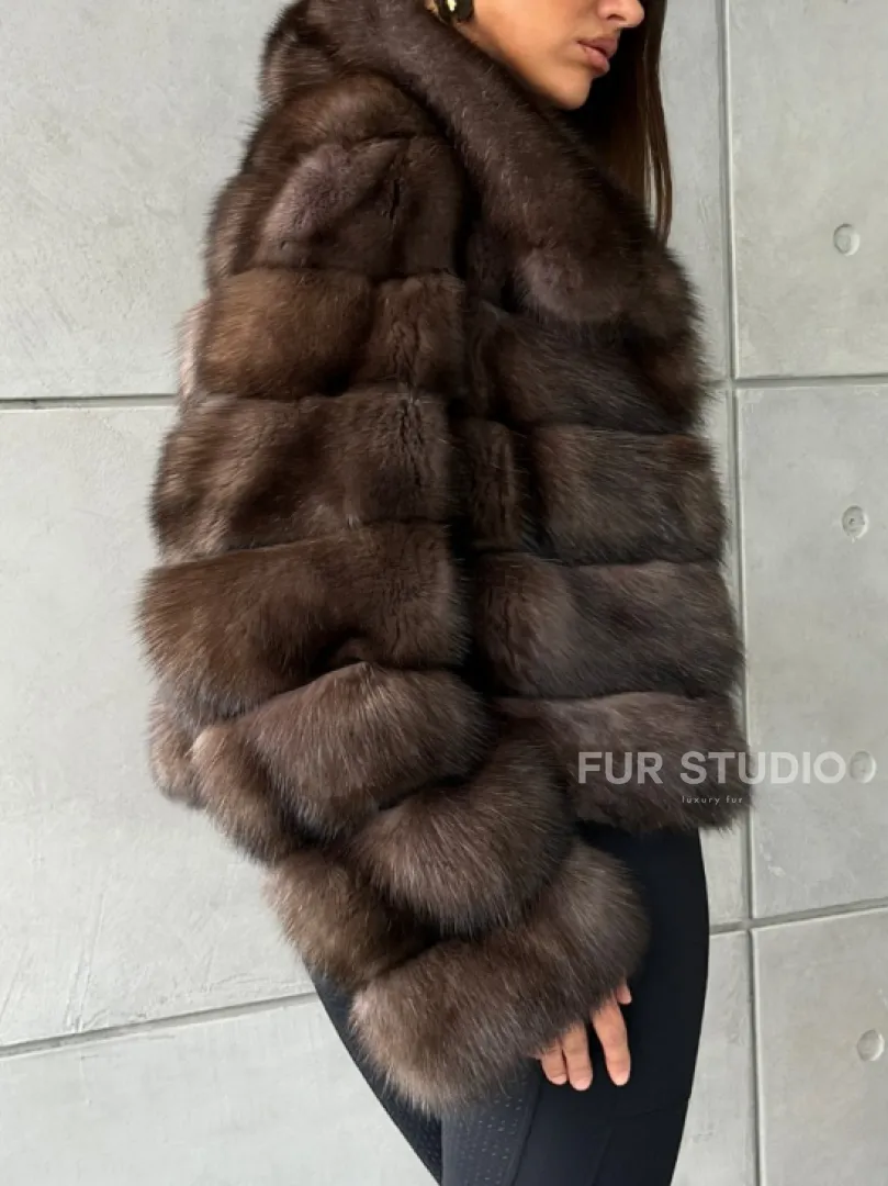 Короткая шуба из баргузинского соболя - фото 5