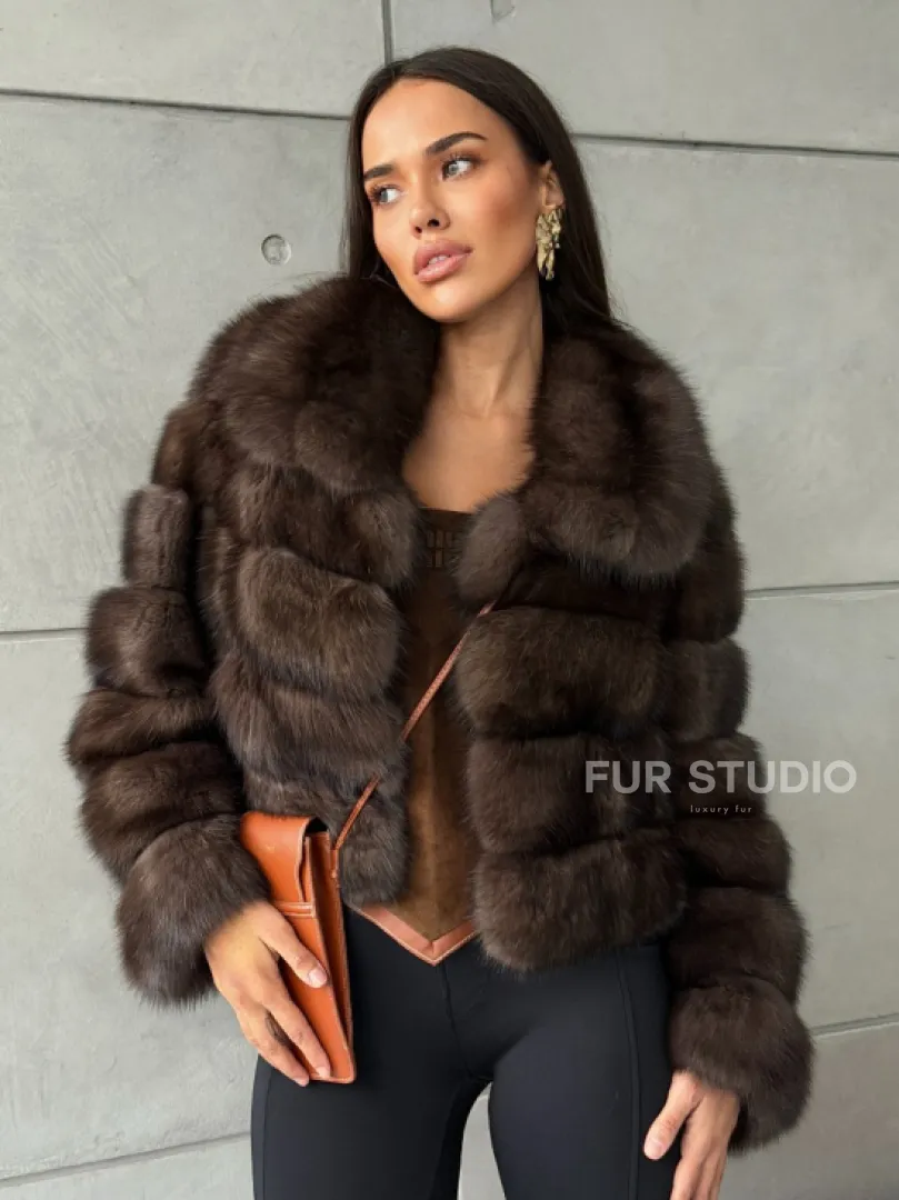 Короткая шуба из баргузинского соболя - фото 9