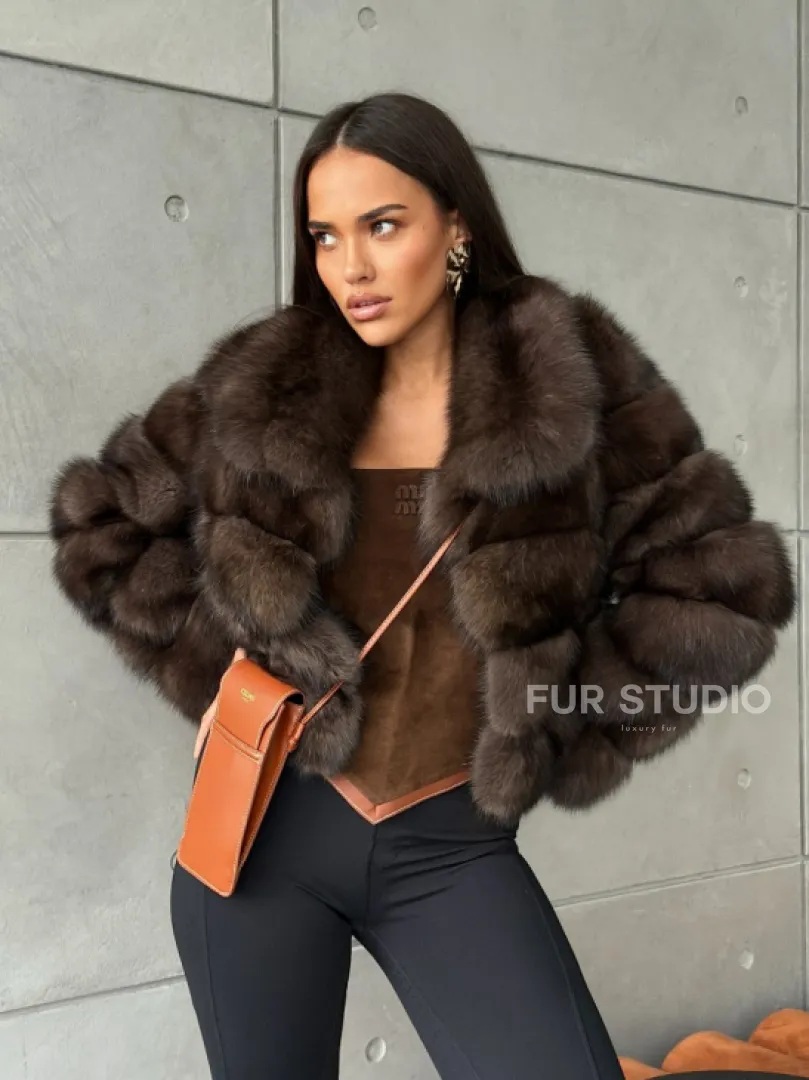 Короткая шуба из баргузинского соболя - фото 12