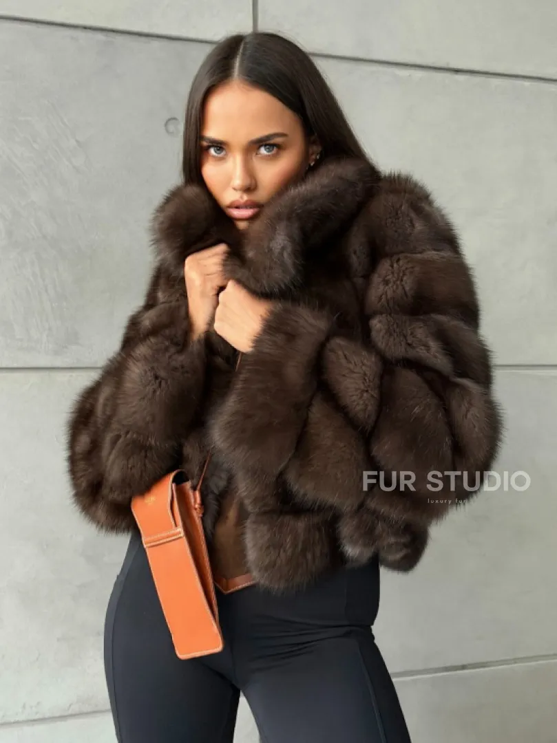 Короткая шуба из баргузинского соболя - фото 8