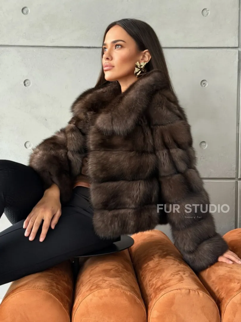 Короткая шуба из баргузинского соболя - фото 0