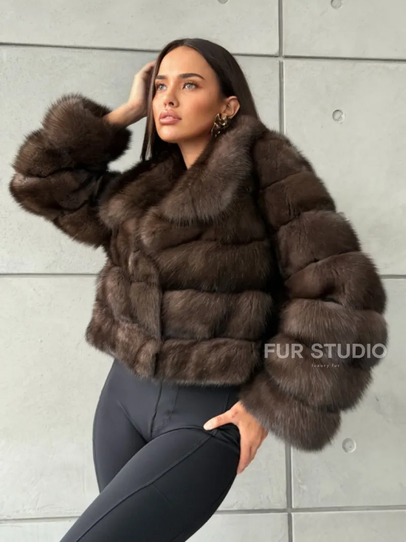 Короткая шуба из баргузинского соболя - фото 11