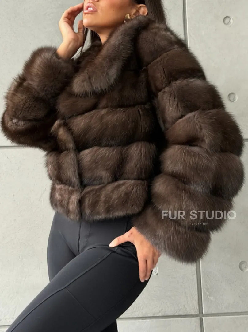 Короткая шуба из баргузинского соболя - фото 4