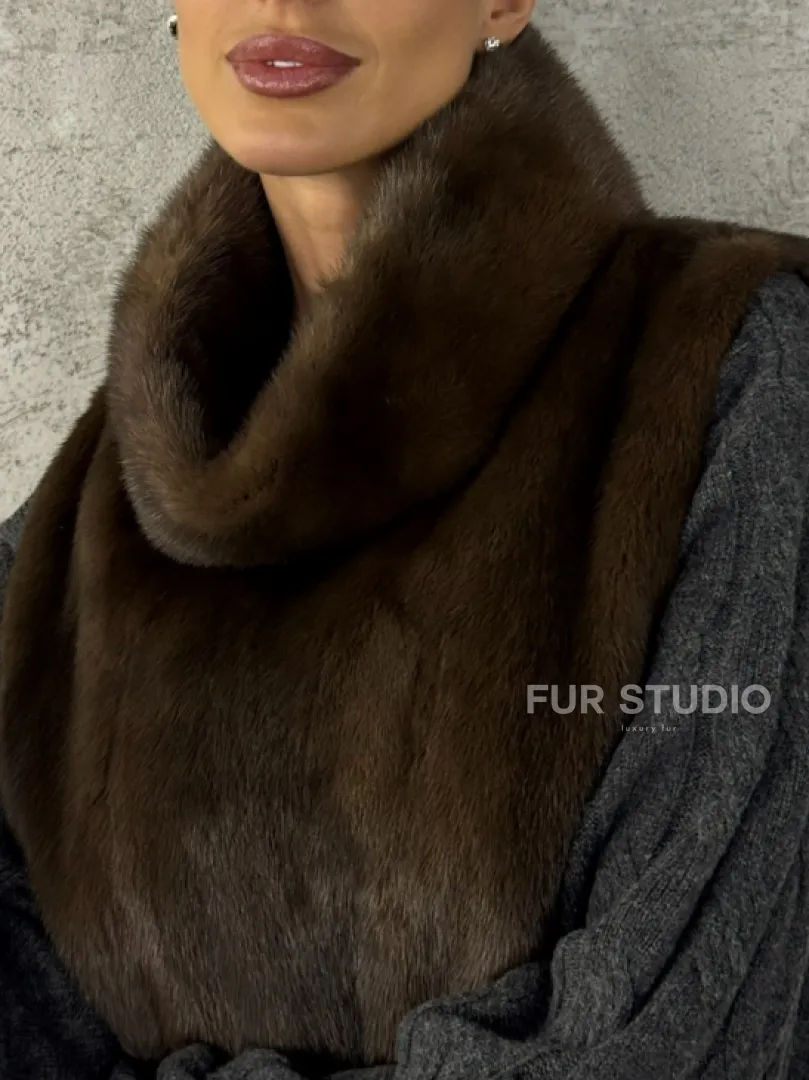 Манишка норковая - цвет соболь - фото 1