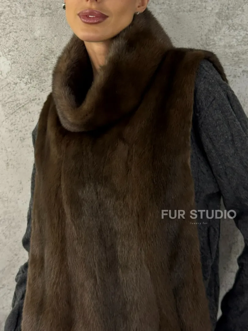 Манишка норковая - цвет соболь - фото 2