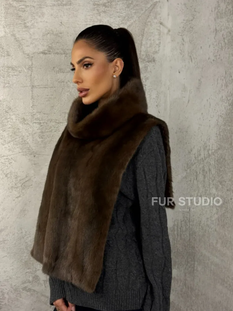 Манишка норковая - цвет соболь - фото 10