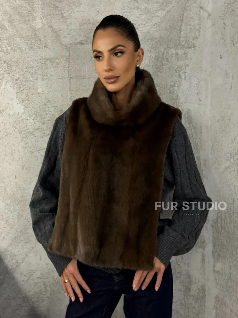 Манишка норковая - цвет соболь - фото 6